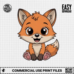 Baby Fox Clipart, Cute Baby Animal Clipart, Baby Nursery Clipart, Fox Cub Clipart, Baby Shower Clipart, Baby Fox Png