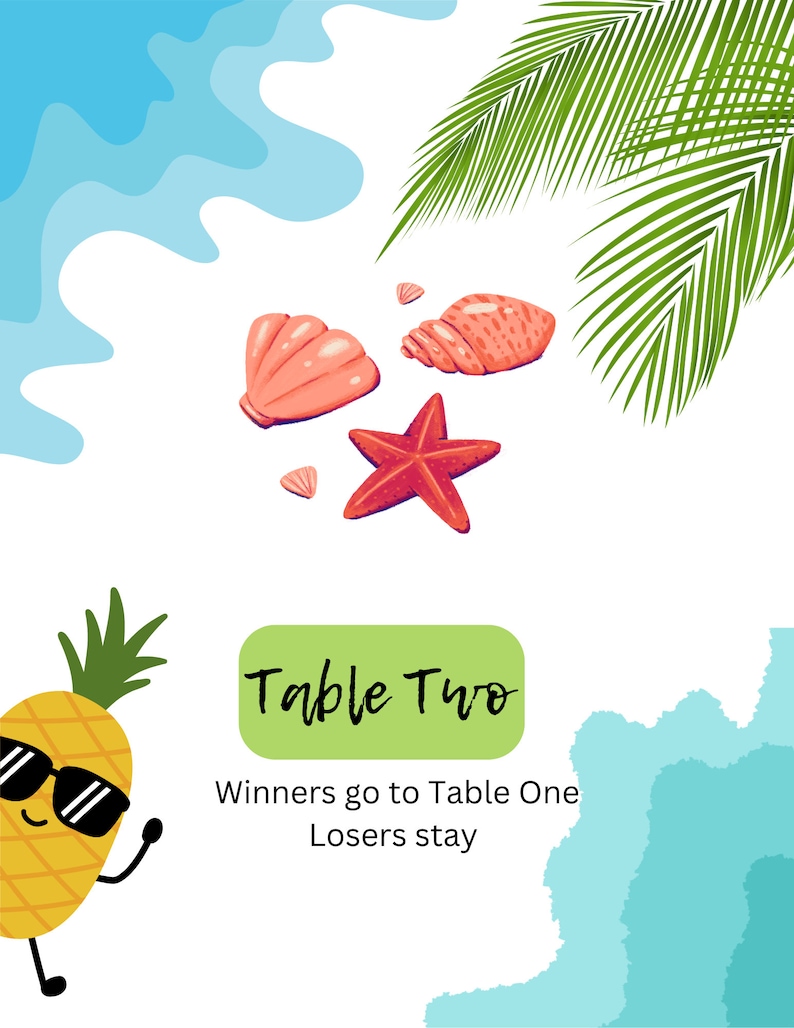 Bunco Score Card, Foldable Table Tent Cards, Summer Theme Bunco ...