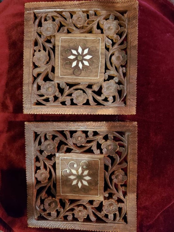 Inlaid Wood Snowflakes | Set of 2