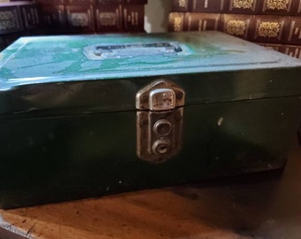 Vintage Metal Cash Box With Removable Tray for Coins Petty Cash Box ...
