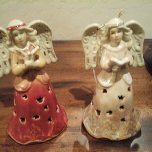 Angel Bells Pair of Handmade Clay Angel Bells Pottery Angel Bell