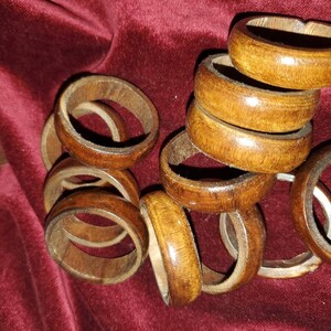 Thin wooden napkin rings stackable Vintage Set of 12