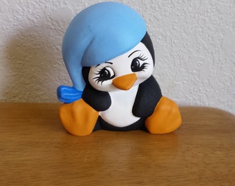 Ceramic Sleepy Penguin sitting up (#38A)