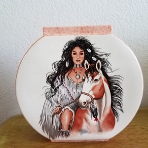 Ceramic Indian Maiden on Horse Back Vase(#1141)