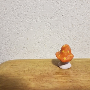 Ceramic Small Mushroom -(#1287)- Glazed Top and Stained Bottom- 1 1/2"Tall