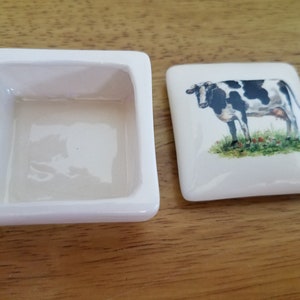 Ceramic New Holstein Cow Ring box1100fired on decal of New Holstein Cow image 3