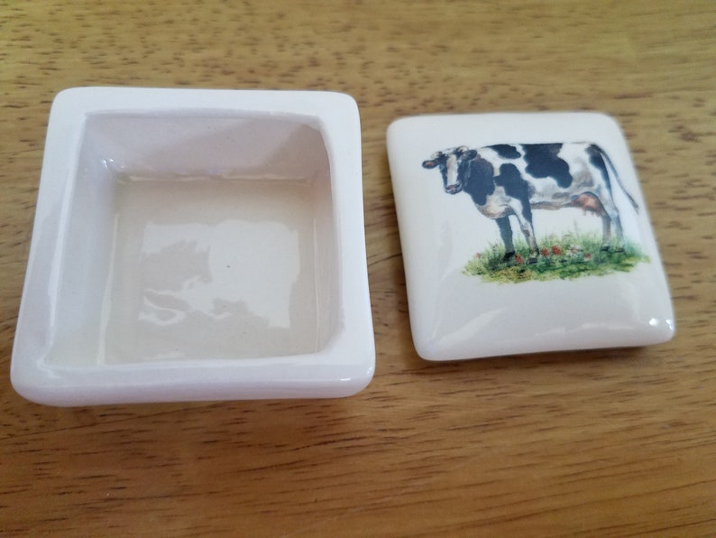 Ceramic New Holstein Cow Ring box1100fired on decal of New Holstein Cow image 3