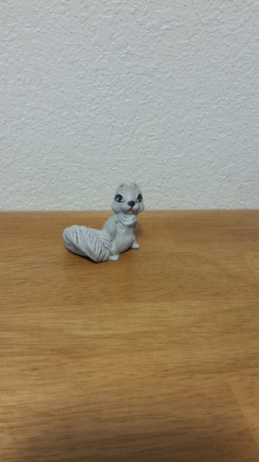 Ceramic Small Squirrel with fluffy tail sitting (#471)