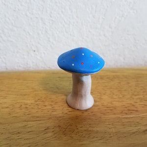 Small Ceramic Blue Top Mushroom (#1215)