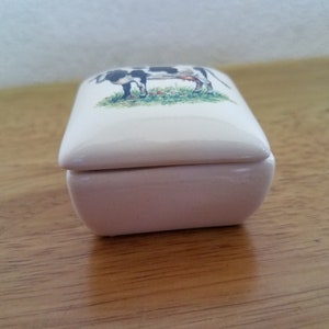 Ceramic New Holstein Cow Ring box1100fired on decal of New Holstein Cow image 2