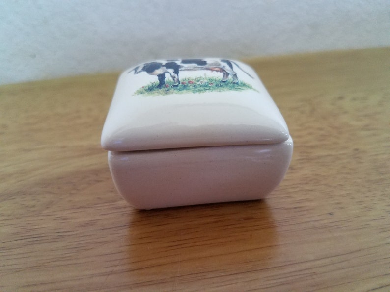 Ceramic New Holstein Cow Ring box1100fired on decal of New Holstein Cow image 2