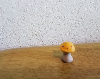 Ceramic tiny tiny  Yellow Top Mushroom (#162)