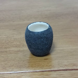 Ceramic Tiny Black Sandstone vase (#341E) - Clear Glaze on the inside of vase
