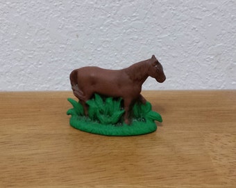 Tiny Ceramic Brown Horse in Grass(541A)