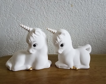 Ceramic Pair of unicorns (#491)- with a little glitter