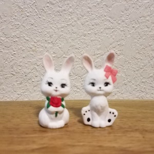 Ceramic Tiny Girl & Boy Bunny (#1184)