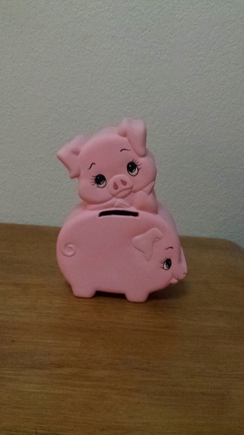 Pig Bank / 2 Cute Pink Pigs Bank(#712) - Etsy