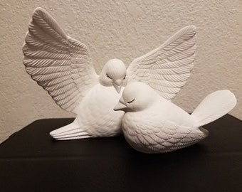 Ceramic Wedding Doves - can be used as Table Decoration or used as Cake Topper (#1065)