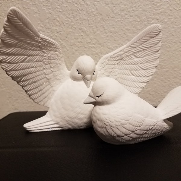 Ceramic Wedding Doves - can be used as Table Decoration or used as Cake Topper (#1065)