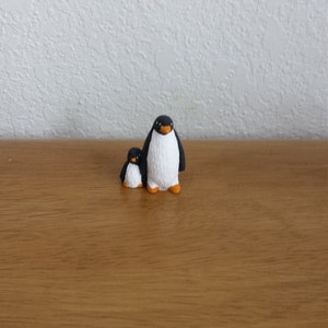Ceramic Tiny Mama with Baby Penguin Standing (#584)