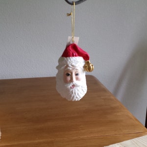 Ceramic Santa Face with bell on Cap(#287A)
