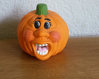 Ceramic Goofy Faced Pumpkin - Surprised (#186B) - Etsy