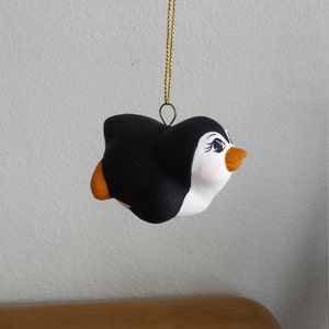 Ceramic Chubby Penguin on Belly Ornament(#637)