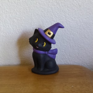 Ceramic Small Cat with Witch Hat Sitting(#263)