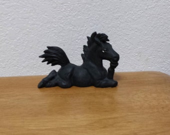 Ceramic Black Horse with attitude (#497)