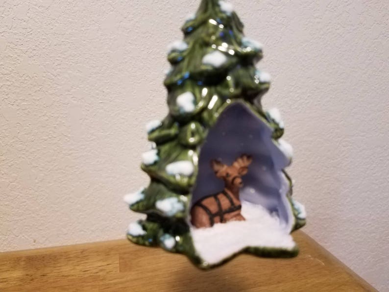 Ceramic Christmas tree with Reindeer Ornament 973 image 1