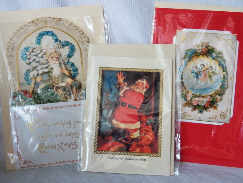 Lot E Lot of 3 Vintage Hallmark Christmas Cards
