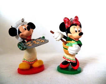 Vintage 2004 Hallmark "Affection for Confections" Mickey and Minnie set of 2 ornaments - QRP4291