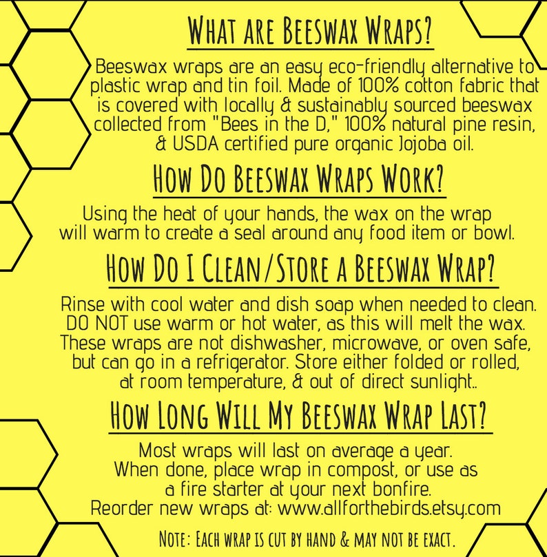 Reusable Beeswax Wraps | Alternative Plastic Wrap | Donation Made w/ Every Order image 2