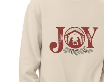 Oversized JOY Nativity Sweatshirt – Christian Christmas Pullover, Religious Holiday Sweater, Faith-Based Oversized Apparel Gift unisex