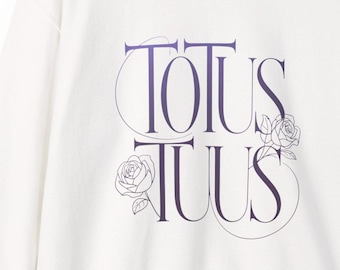 Totus Tuus Sweatshirt • Minimal Rose Catholic Crewneck • Marian Apparel • JP2 Motto Sweater • Christian Aesthetic Gift for Her