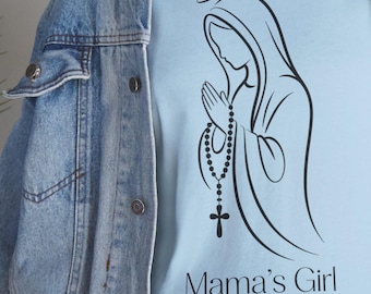 Minimalist Virgin Mary “Mama’s Girl” Shirt • Catholic Marian Tee • Virgin Mary Aesthetic Pastel Shirt • Cute Christian T-Shirt • Catholic