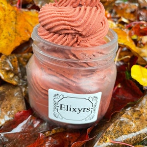 frankincense and myrrh body butter in glass jars- organic mango and shea butter with essential oils-