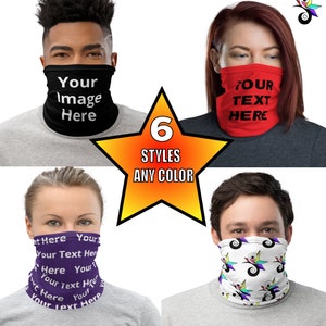 Custom Personalized Custom words or image Custom Company Logo Face Mask Face Shield Neck Gaiter For men women and children unisex