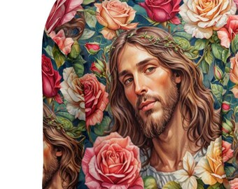 Jesus Roses Sweatshirt – Christian Floral Pullover, Religious Streetwear, Sacred Heart Aesthetic Sweater, Faith Gift for Believers