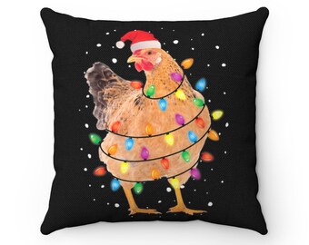 Almohada de pollo Almohada cuadrada de poliéster hilado linda de Navidad con pollo