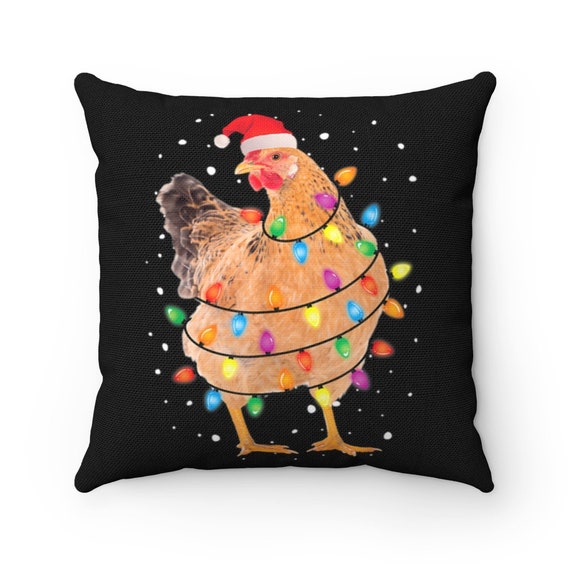 Chicken Pillow Chicken Christmas Cute Spun Polyester Square Pillow