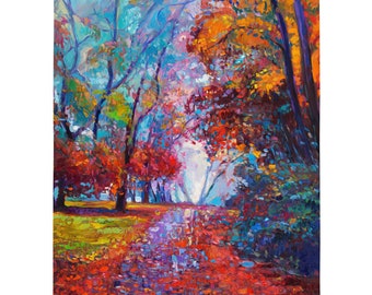 Cozy Blanket Fall Autumn Colorful Nature Painting Home Decor Throw Blanket