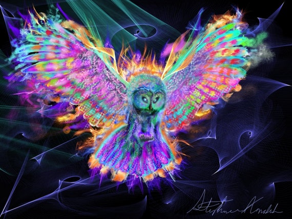 Colorful Psychedelic Festival Trippy Room Decor Owl Animal Downloadable Digital Art Svg Cricut Print