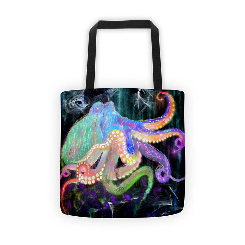 Colorful octopus sea creature psychedelic ocean beach bag Tote bag