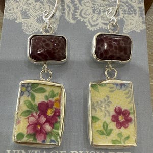 Broken China Earrings fine silver setting