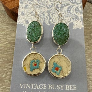 Broken China Earrings fine silver setting
