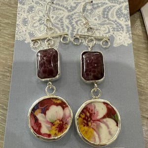 Broken China Earrings fine silver setting