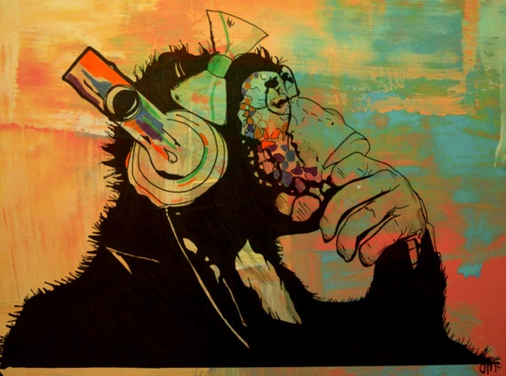 Gorilla Thinking Pose Poster Print House Decoration Animal Picture Quality Paper