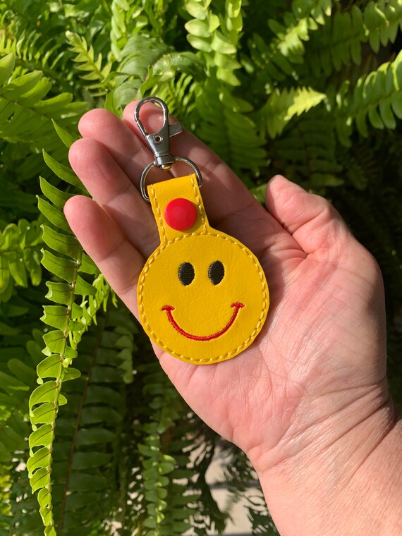 Smiley Face Key Fob Happy Face Key Ring Emoji Key Ring Etsy