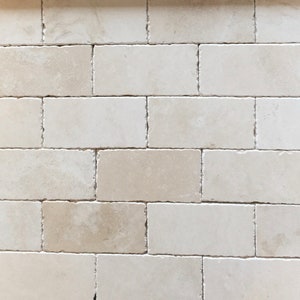 Travertine subway tiles and field for backsplash. Available in many sizes image 1